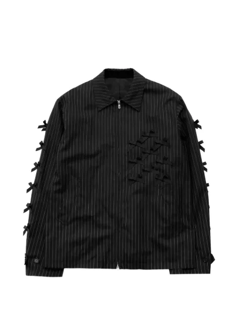 Takahiromiyashita The Soloist Ribbons Brit pinstripe-pattern shirt jacket Black SJ0004DSS25