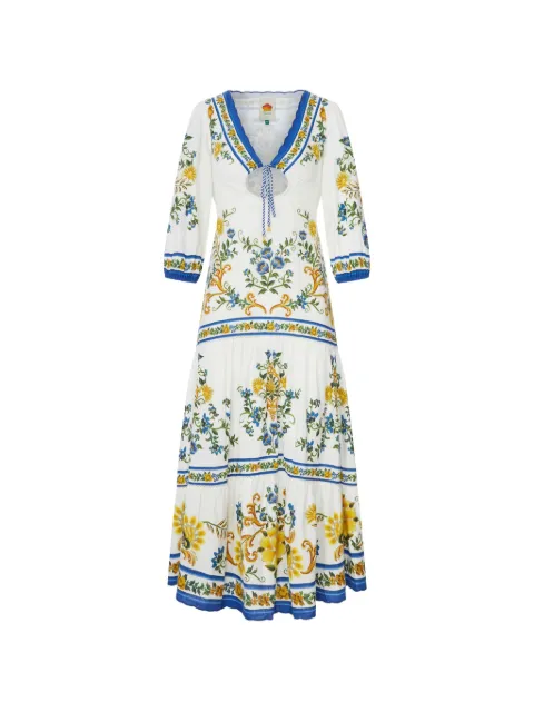 FARM Rio Emily floral-print cut-out midi dress White 355515