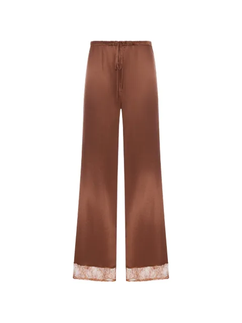 THE NINA STUDIO lace-trim trousers Brown N4753
