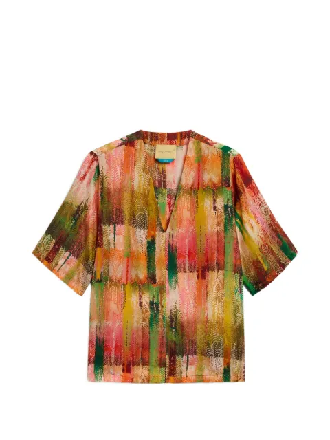 MOMONÌ Organ printed habutai blouse Green 261MMOBL00226102MO