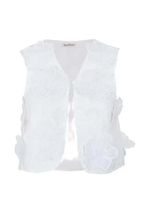 Agua Bendita Nader Mabel floral-appliqué lace waistcoat White 20655