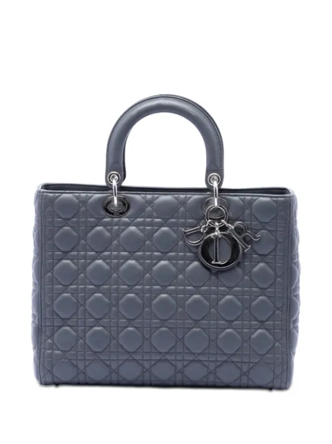 Christian Dior Pre-Owned 2013 Large Lambskin Cannage Lady Dior satchel Grey 8VKSSY4NJBT79HBQ