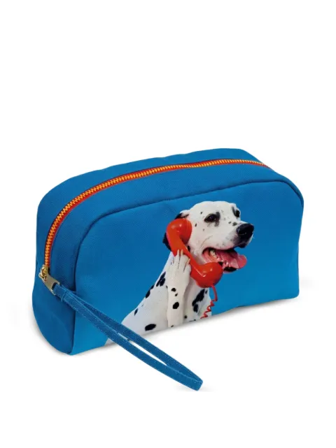 Seletti Toiletpaper Dog Call Center wash bag Blue 02499