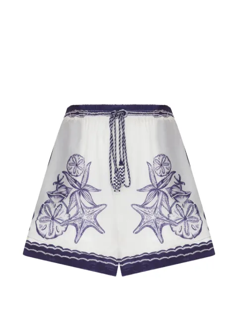 FARM Rio Coast Scarf starfish-print shorts White 360774