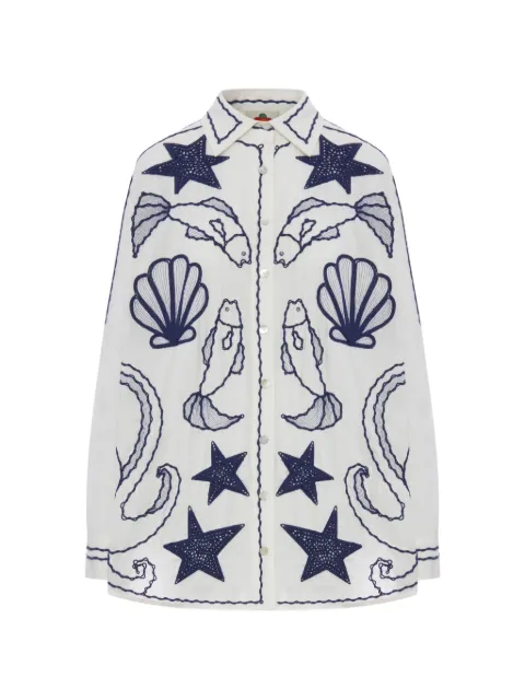 FARM Rio embroidered linen shirt White 356449