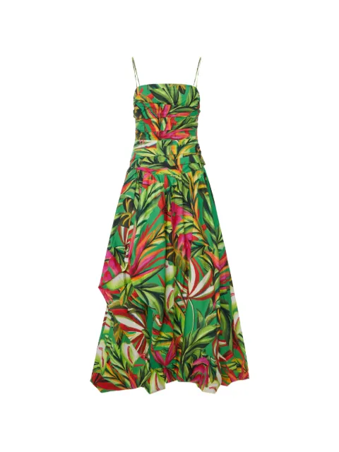 FARM Rio Tropical Dream floral-print ruched dress Green 363485