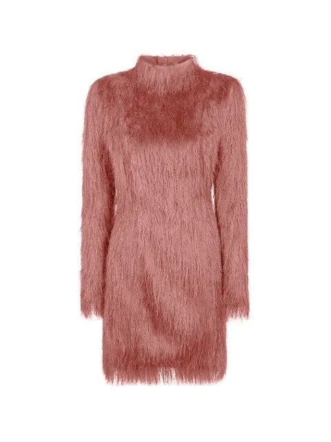 Balmain fringed long-sleeve mini dress Pink HF1R8975XM06