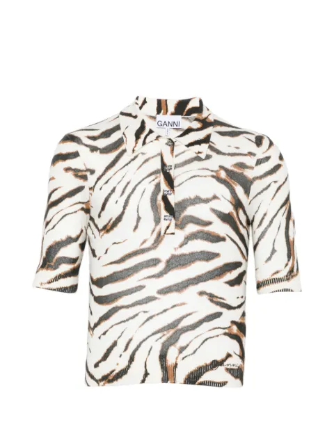 GANNI polo shirt in zebra cotton White A1170002