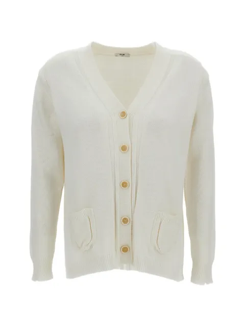 M.S.M. ribbed-trim patch-pocket cardigan White W215002