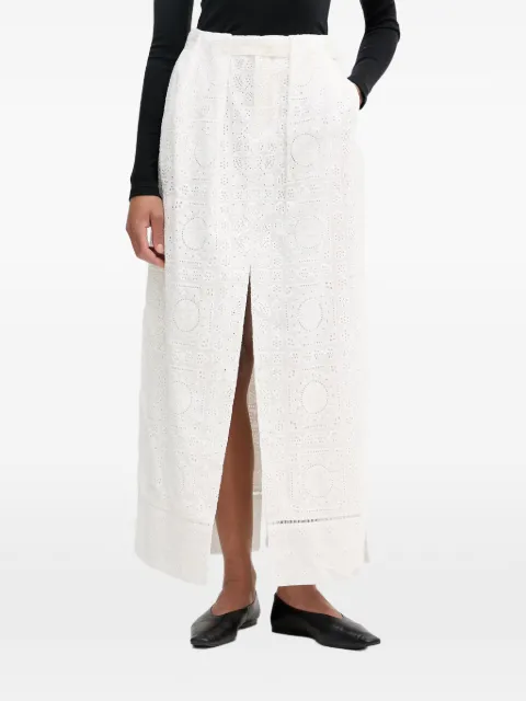 Isabelle Blanche broderie-anglaise front-slit maxi skirt White IS26SSG117