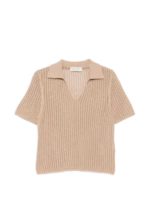 Marc O'Polo open-knit polo-collar T-shirt Neutrals 5000014145