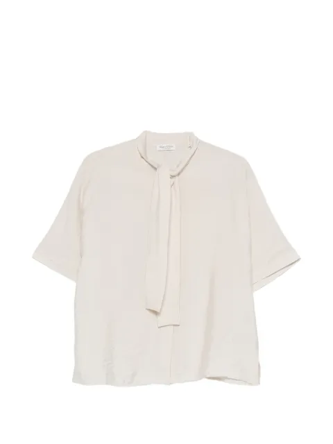 Marc O'Polo pussy-bow short-sleeve blouse Neutrals 5000013050