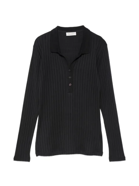 Marc O'Polo ribbed-knit long-sleeve polo top Blue M00207855019