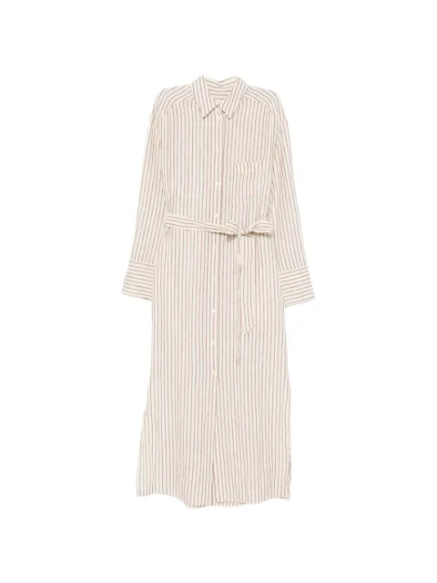 Marc O'Polo striped belted midi dress Brown 5000014081