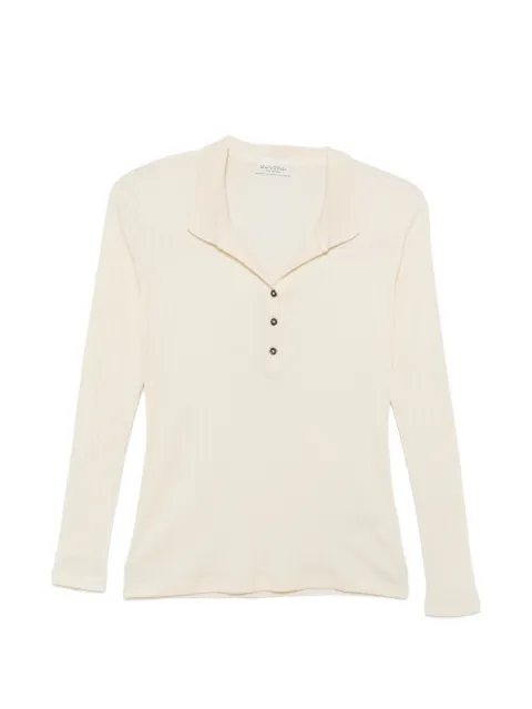 Marc O'Polo ribbed-knit long-sleeve polo shirt Neutrals 600207855019