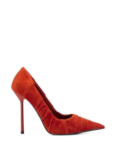 Le Silla Bella ruched calf suede pumps Orange 4253G100BXPPVEP