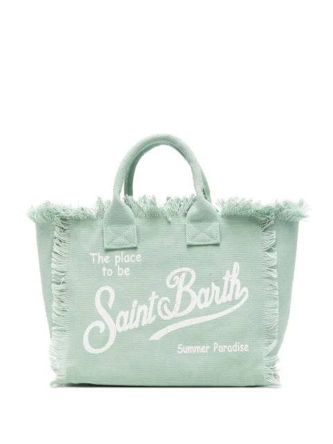 MC2 Saint Barth Vanity fringed logo-print tote bag Green COL000100160L