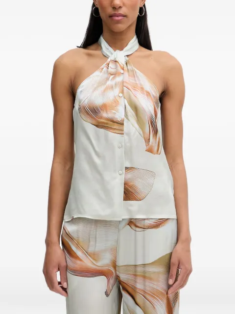 Isabelle Blanche abstract-print halterneck top Neutrals IS26SSC012