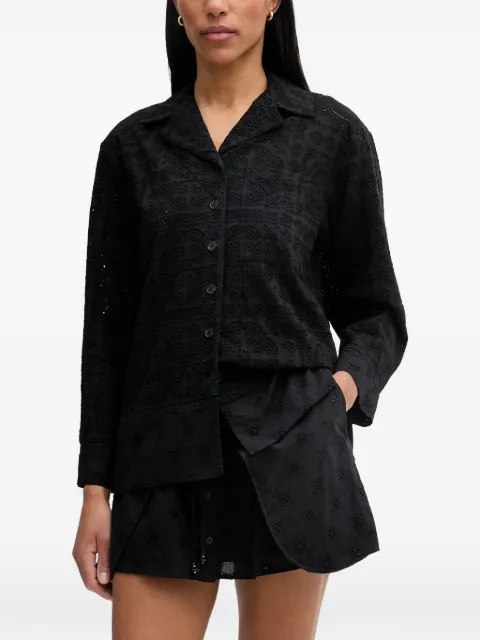 Isabelle Blanche broderie-anglaise long-sleeve shirt Black IS26SSC120