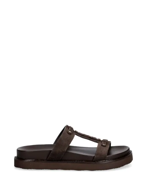 JONAK PARIS Luana stud-embellished logo-plaque sandals Brown 3800317