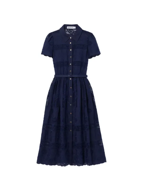 Self-Portrait navy ramie collared midi dress Blue PF26105MAN