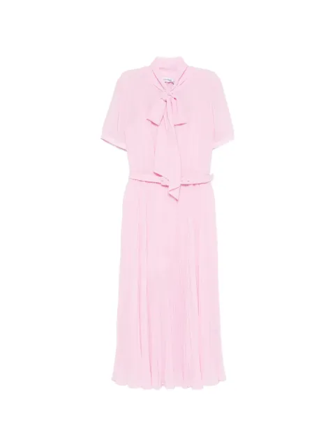 Self-Portrait pleated pussy-bow midi dress Pink PF26008MP