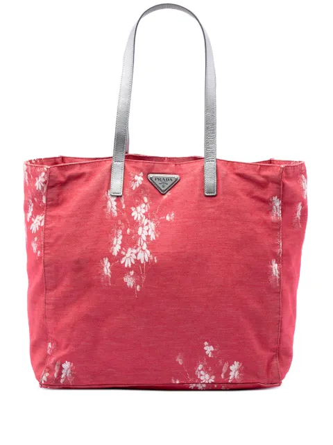 Prada Pre-Owned 2013-2026 Floral Printed Canvas tote bag Pink YH54HU28BWJL1U51