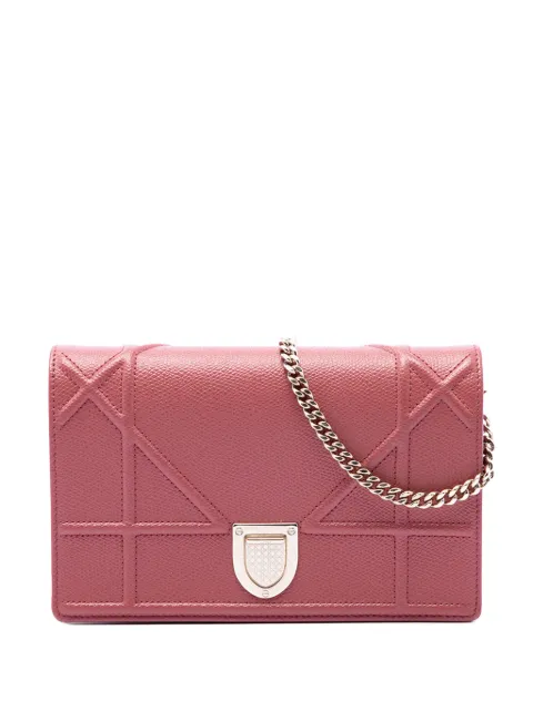 Christian Dior Pre-Owned 2019 Grained Calfskin Diorama Wallet on Chain crossbody bag Red UXT12HSD0NYOBY44