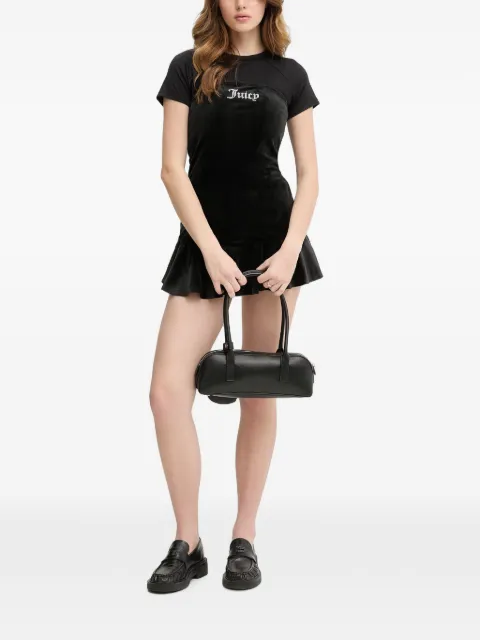 Juicy Couture rhinestone-logo ruffled mini dress Black JCWED126311