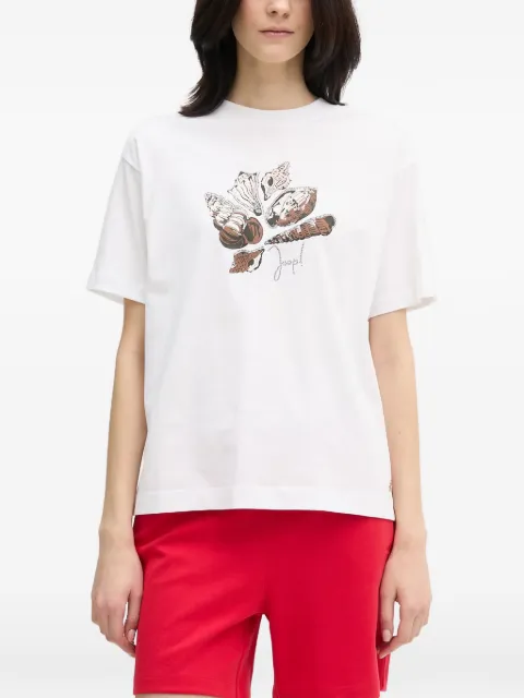 Joop! shell-print rhinestone-embellished T-shirt White 30102427