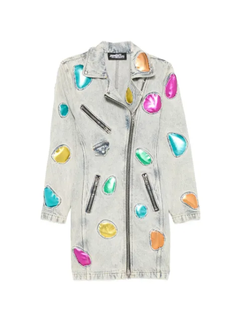 JEREMY SCOTT Pre-Owned 2010s metallic-appliqué denim coat Blue JS600BNL