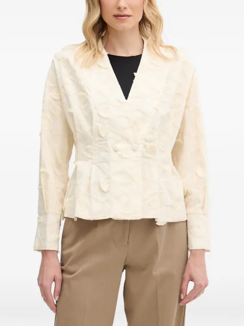 Hoss Intropia Gema embroidered fringe-detail blazer Neutrals 6283165