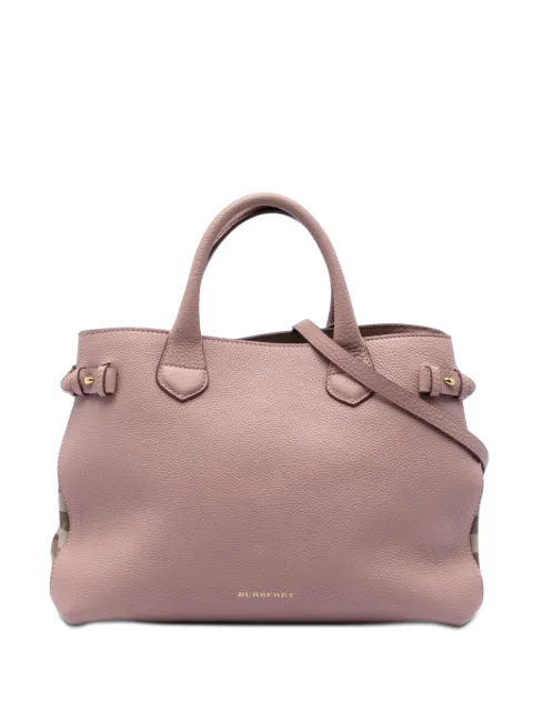 Burberry Pre-Owned 2000-2017 Medium Calfskin and House Check Banner satchel Pink RZGCURGCYH8W6I8J