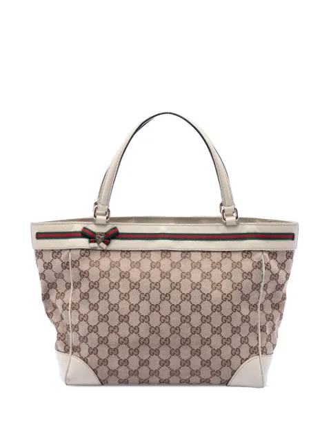 Gucci Pre-Owned 2016-2026 GG Canvas Web Mayfair tote bag White CKP4P4OH5JCVJY6V