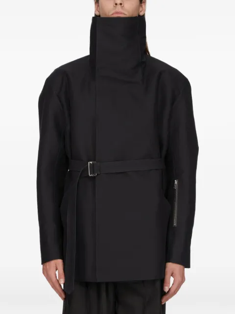 Rick Owens Dracucaban funnel-neck belted jacket Black RR01F2722CMA
