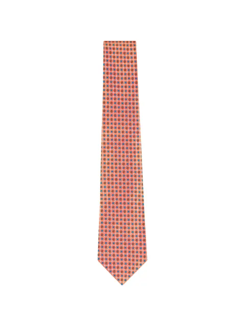 Kiton geometric-pattern tie Orange 7L327