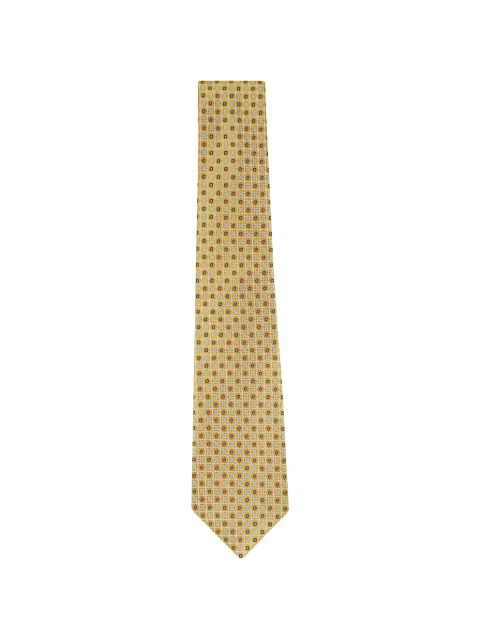 Kiton geometric-pattern silk tie Yellow 7L325