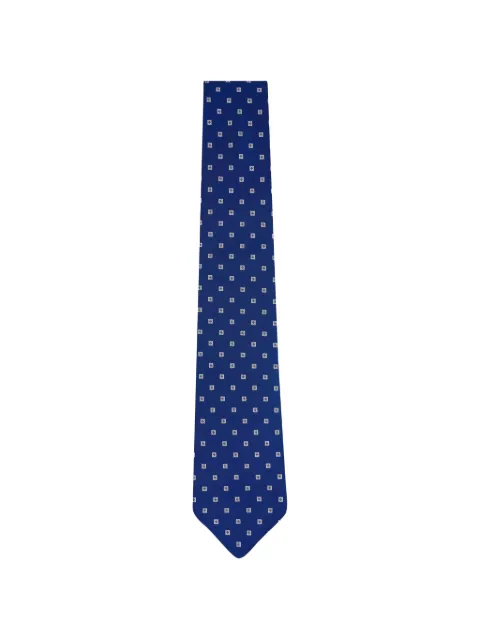 Kiton geometric-print silk tie Blue 8L322