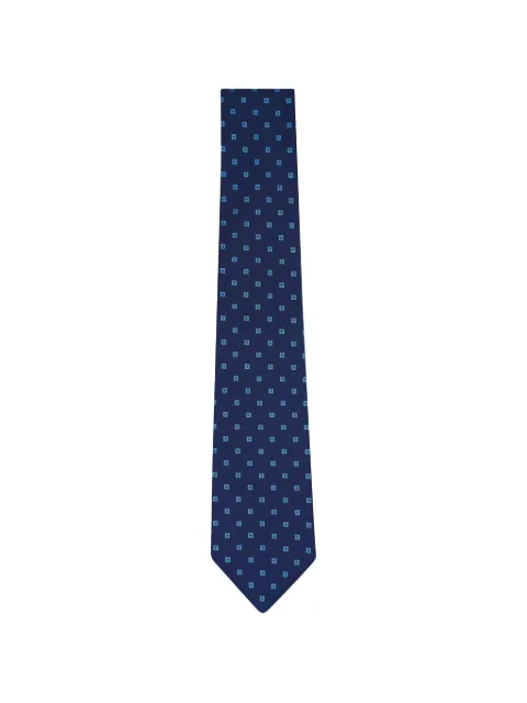 Kiton geometric-pattern silk tie Blue 8L323