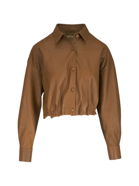 Odeeh pleated leather jacket Brown 2309816300254