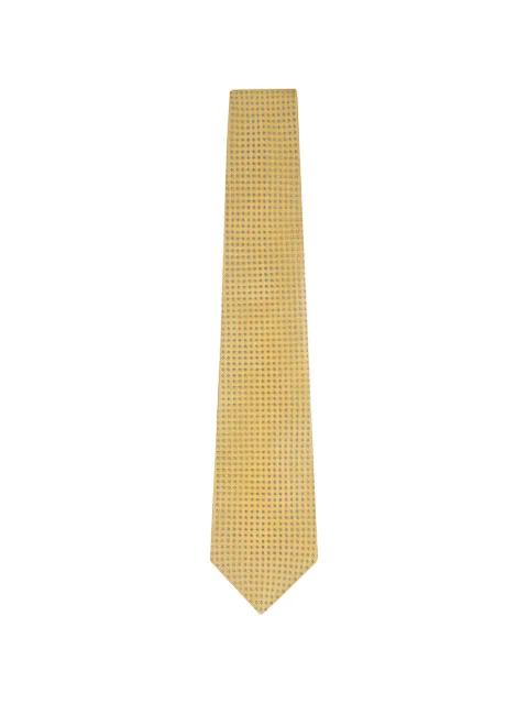 Kiton geometric-pattern silk tie Yellow 8L454