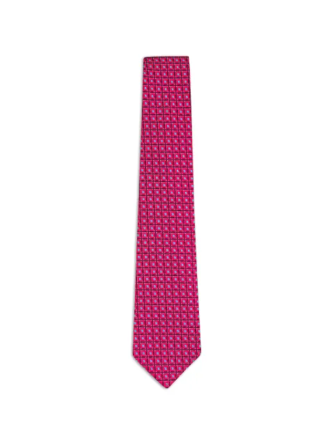 Kiton geometric-pattern silk tie Red 7L557