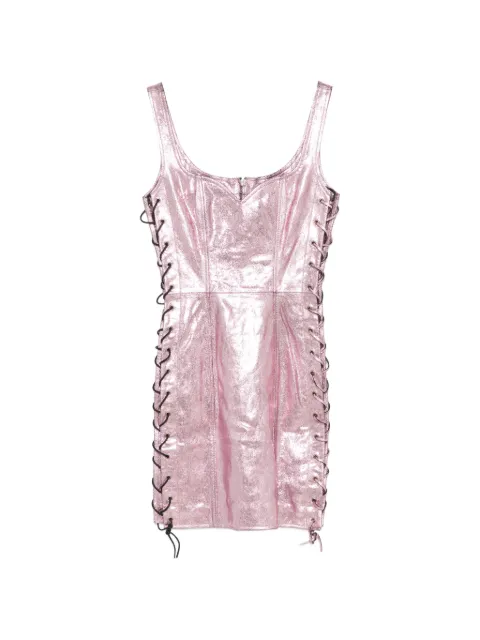 JEREMY SCOTT Pre-Owned 2010s lace-up leather mini dress Pink JS680BNF