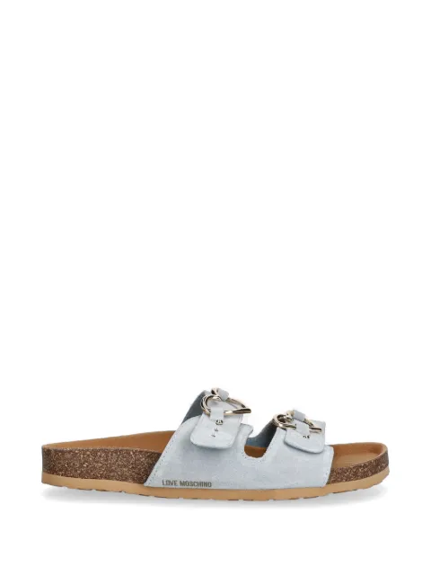 Love Moschino heart-buckle suede sandals Blue JA28173G0OIG5