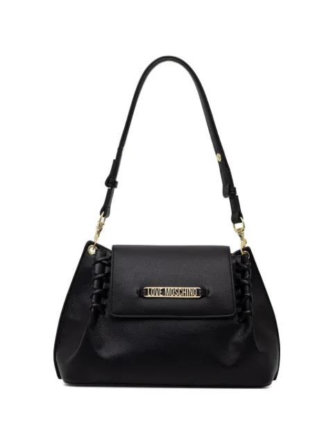 Love Moschino logo-plaque whipstitch-detail shoulder bag Black JC4299PP0OKL0