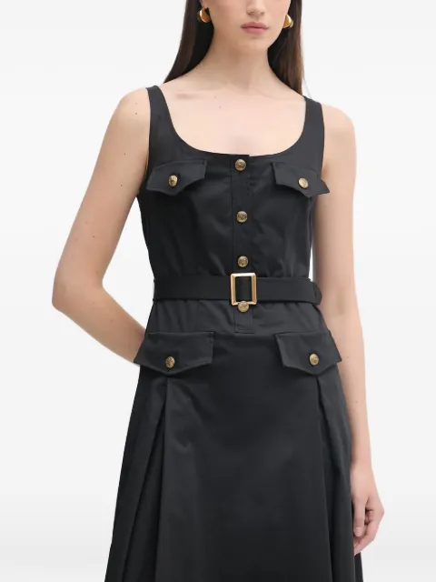 LUISA SPAGNOLI Poltrona belted button-front midi dress Black 543080