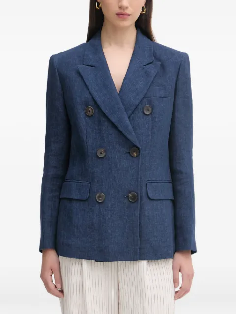 LUISA SPAGNOLI Vittorio double-breasted linen blazer Blue 542898
