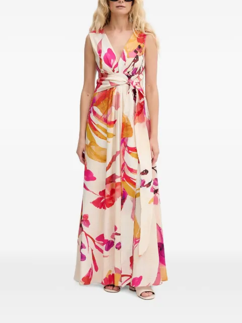 Lola Casademunt floral-print maxi tie-waist dress Neutrals MS2616016