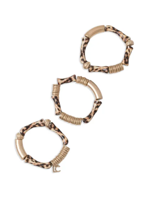Lola Casademunt logo-charm leopard-print bracelets (set of three) Gold LS2603071