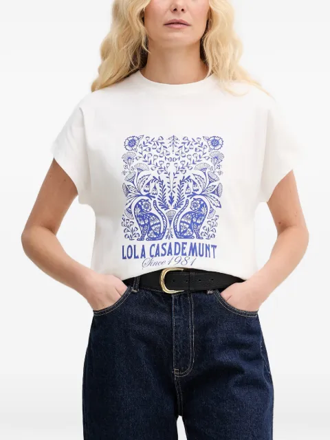 Lola Casademunt graphic-print cap-sleeve T-shirt White LS2615110